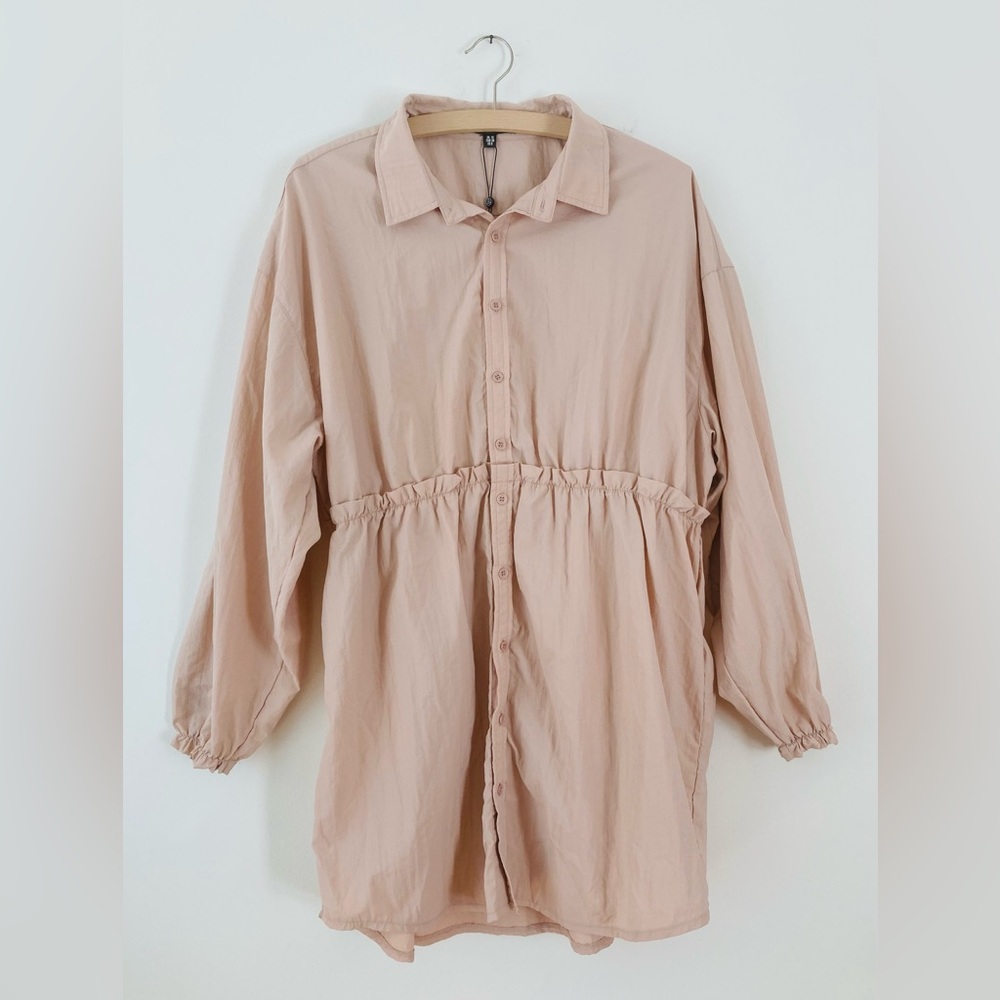 COPY - New Missguided oversized Gathered Waist Shirt Dress in color Blush size …